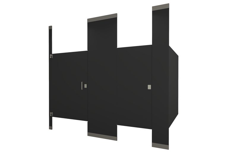 Phenolic Floor to Ceiling Mounted Black Toilet Partition