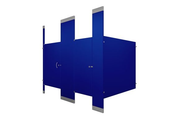 Powder Coated Floor to Ceiling Toilet Partitions in Blue