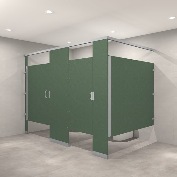 Headrail Braced Solid Plastic Toilet Partitions