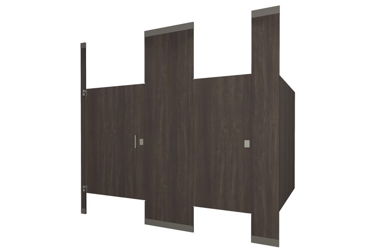 Phenolic Floor to Ceiling Mounted Florence Walnut Toilet Partition