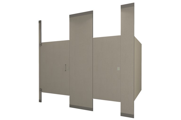 Phenolic Floor to Ceiling Mounted Pewter Mesh Toilet Partition