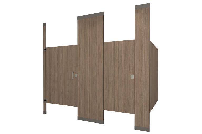 Phenolic Floor to Ceiling Mounted Portico Teak Toilet Partition