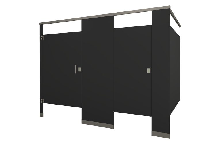 Phenolic Headrail Braced Black Toilet Partition