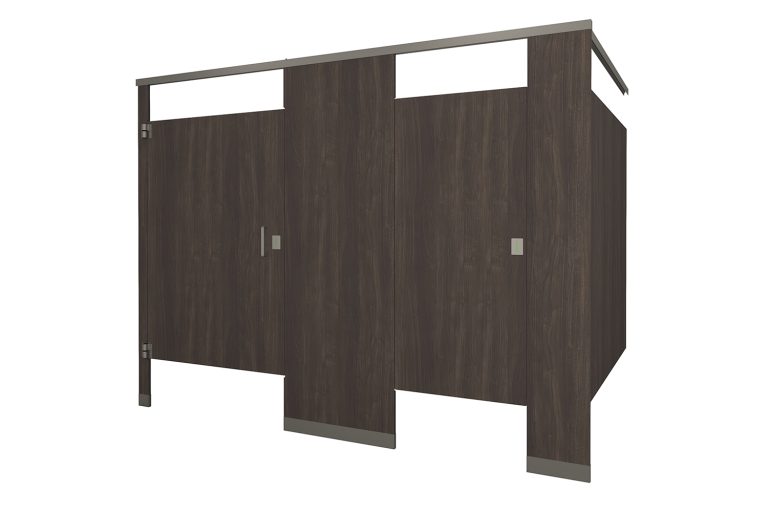 Phenolic Headrail Braced Florence Walnut Toilet Partition