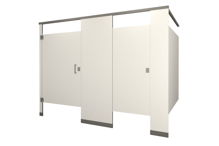 Phenolic Headrail Braced Ultra White Toilet Partition