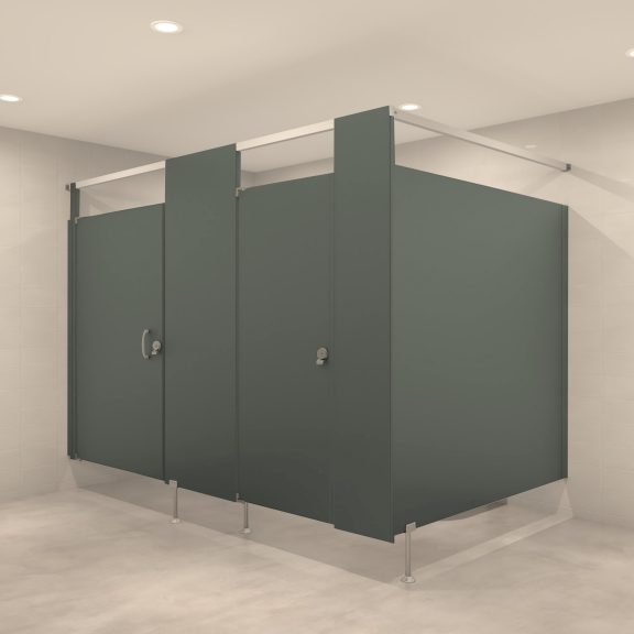 Pedestal Mounted Powder Coated Toilet Partitions - 545 Charcoal