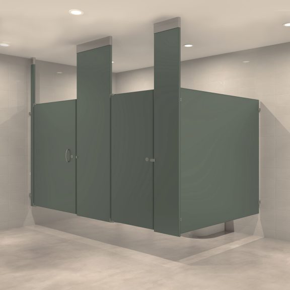 Ceiling Hung Powder Coated Toilet Partitions - 545 Charcoal